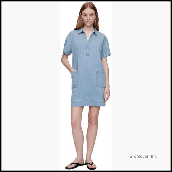 Dresses & Skirts - Denim Popover Mini Dress Casual Comfortable Fit Machine Washable